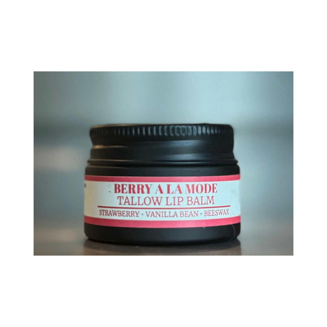 Berry A La Mode -                                                                     Strawberry & Vanilla Bean Tallow Lip Balm .5oz